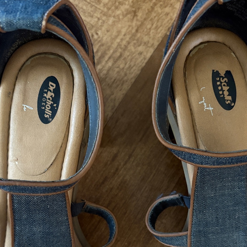 Dr. Scholl's Denim Strappy Block Heel Sandals - Picture 3 of 9